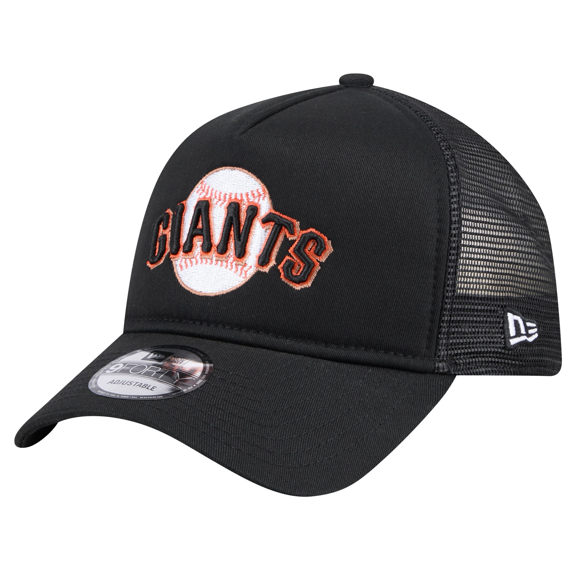 mens san francisco giants new era black 9forty a-frame trucker adjustable hat 201122196 Collection | San Francisco Giants Shop - Official MLB Jerseys & Caps