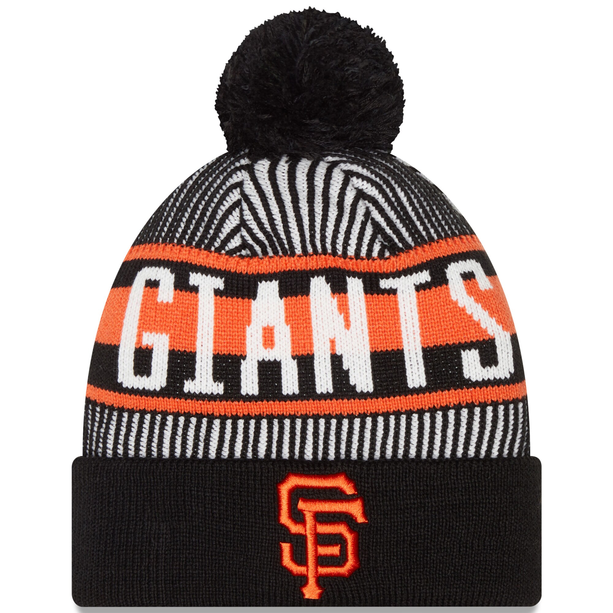 mens san francisco giants new era black striped cuffed knit hat with pom Collection | San Francisco Giants Shop - Official MLB Jerseys & Caps