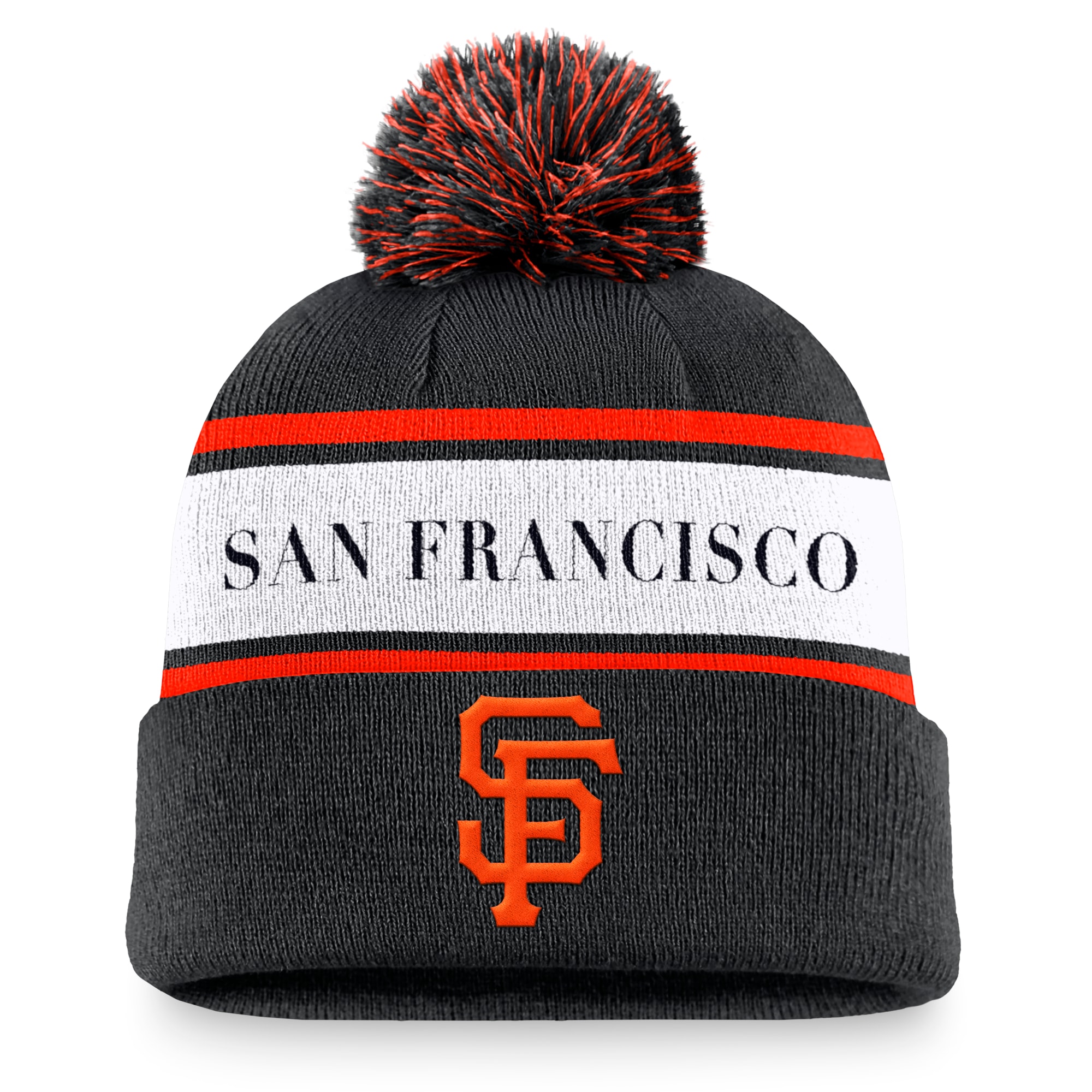 mens san francisco giants nike black team stripe peak cuffed knit hat with pom Collection | San Francisco Giants Shop - Official MLB Jerseys & Caps