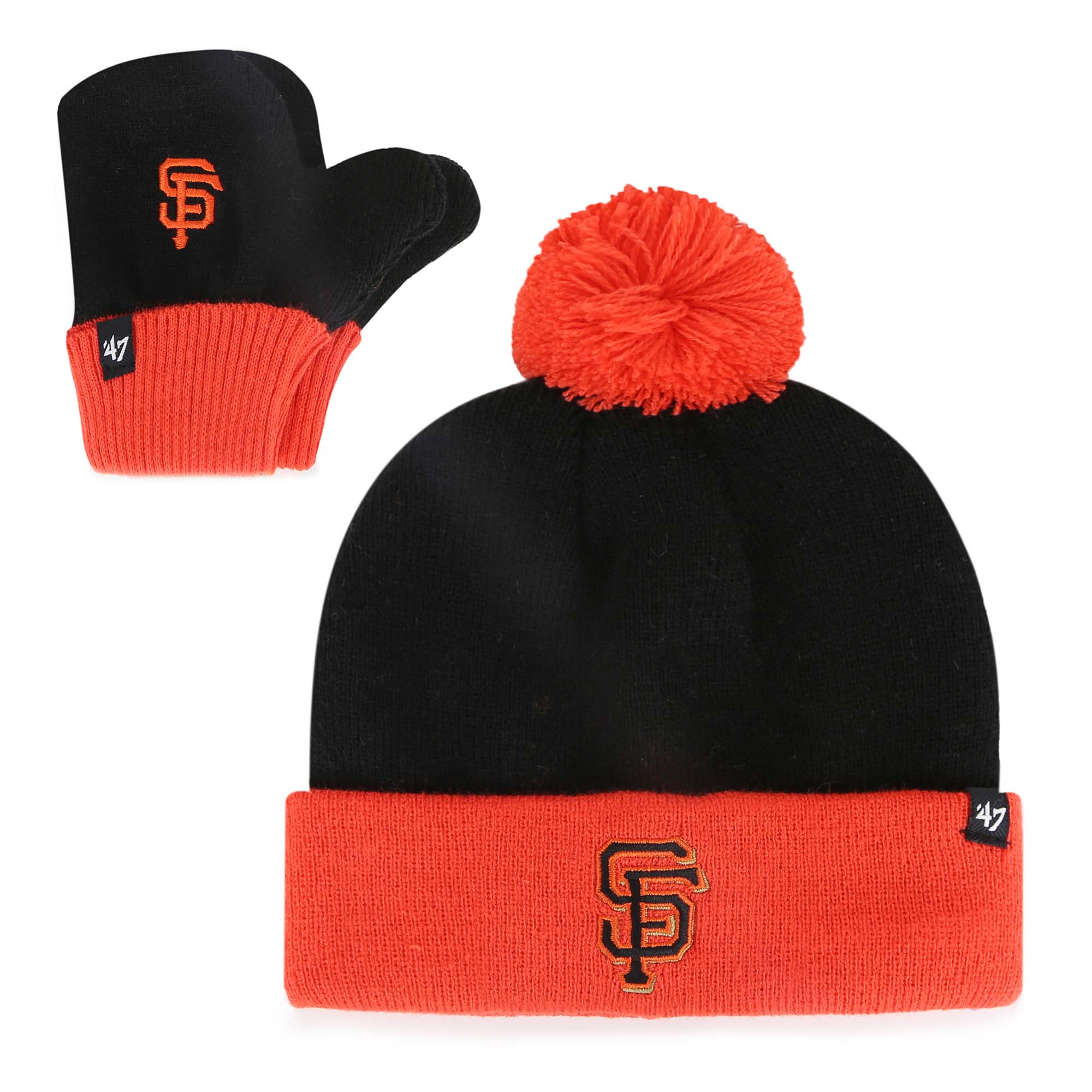 toddler san francisco giants 47 black bam bam cuffed knit hat with pom  mittens set Collection | San Francisco Giants Shop - Official MLB Jerseys & Caps